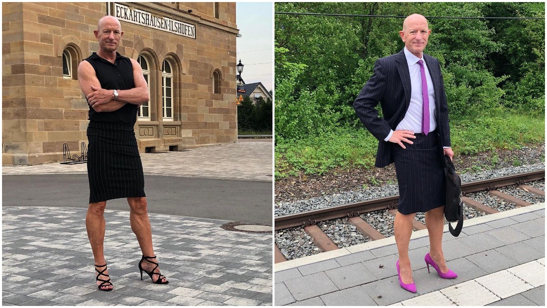 Hombre en Alemania viste faldas y tacones; no cree en el género en la ropa